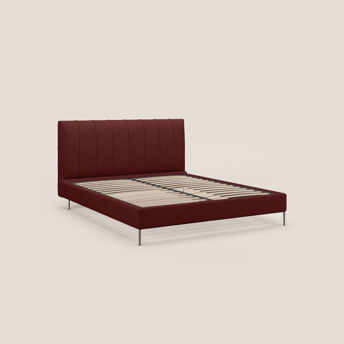 Calliope letto imbottito piedini alti completamente sfoderabile in tessuto smacchiabile T17 rosso - divitt.sbs