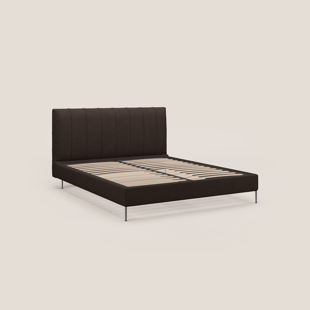 Calliope letto imbottito piedini alti completamente sfoderabile in tessuto smacchiabile T17 marrone - divitt.sbs