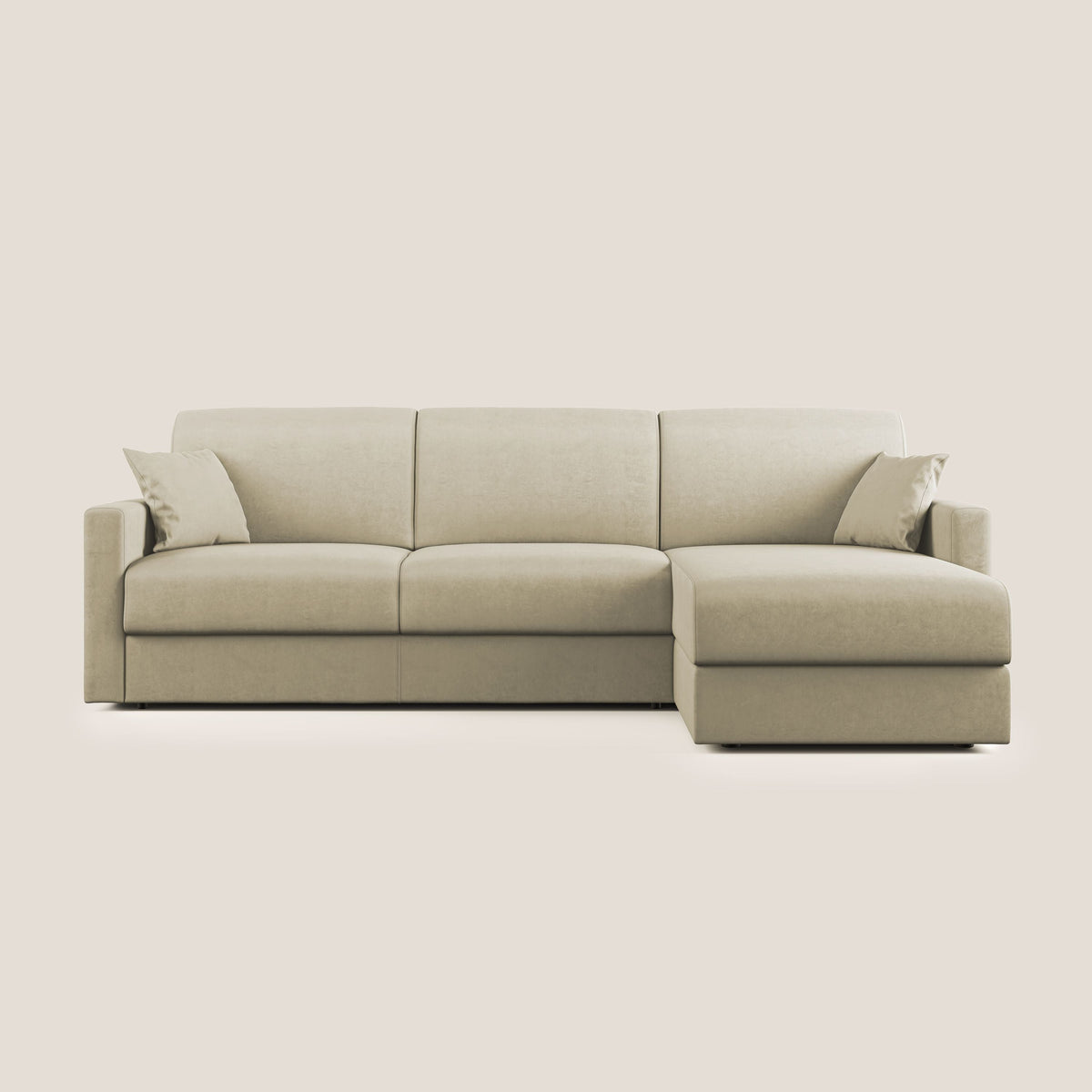Chris Divano letto angolare con penisola in microfibra smacchiabile T11 panna - divitt.sbs