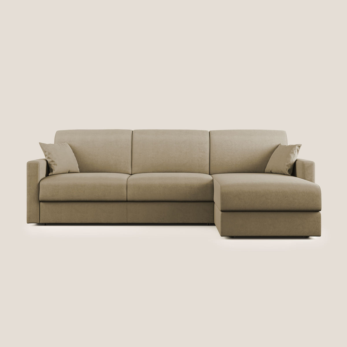 Chris Divano letto angolare con penisola in microfibra smacchiabile T11 beige - divitt.sbs