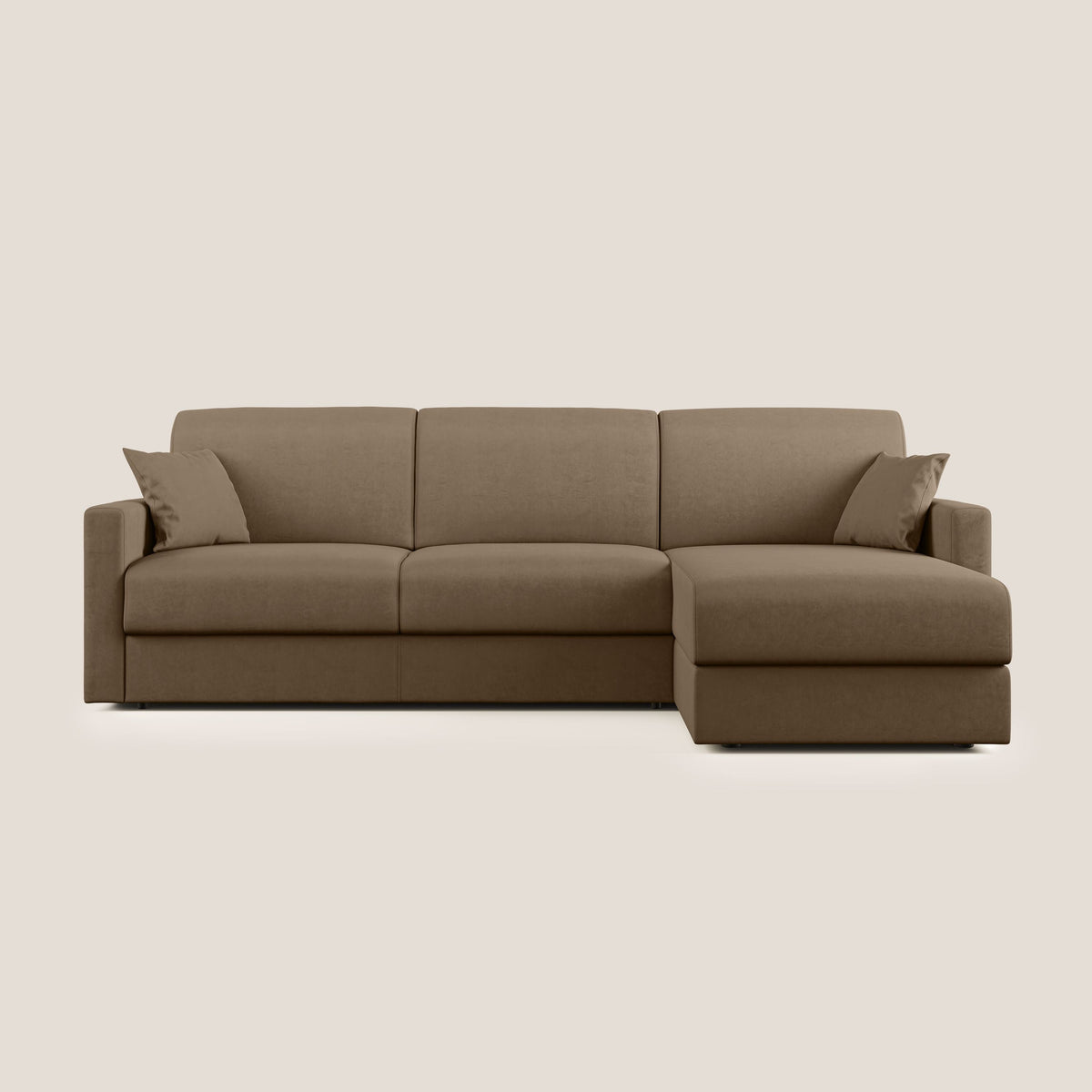 Chris Divano letto angolare con penisola in microfibra smacchiabile T11 marrone - divitt.sbs