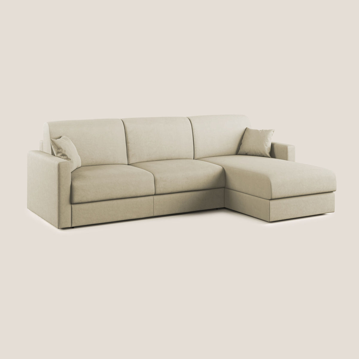 Chris Divano letto angolare con penisola in microfibra smacchiabile T11 panna - divitt.sbs
