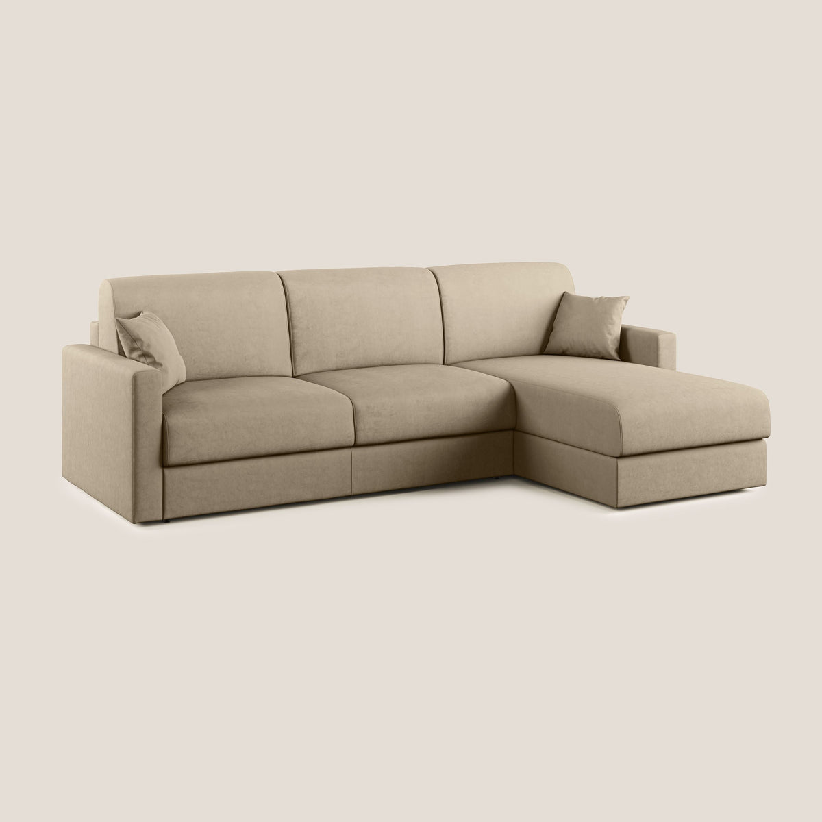 Chris Divano letto angolare con penisola in microfibra smacchiabile T11 tortora - divitt.sbs