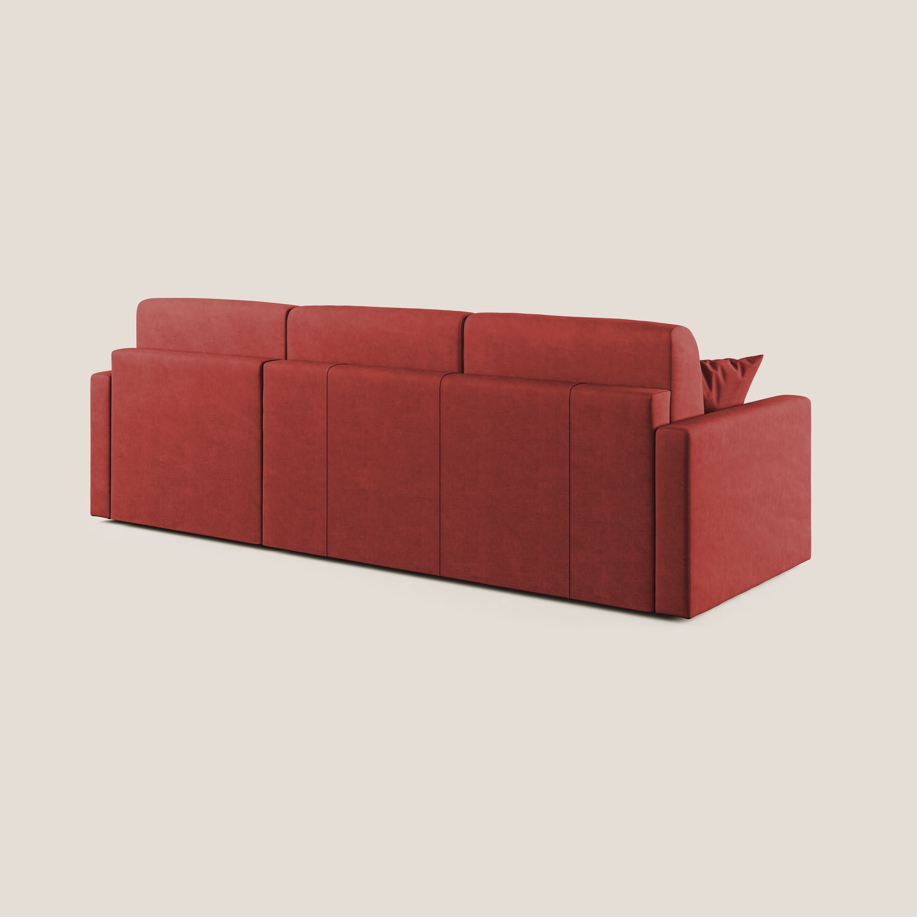 Chris Divano letto angolare con penisola in microfibra smacchiabile T11 rosso - divitt.sbs
