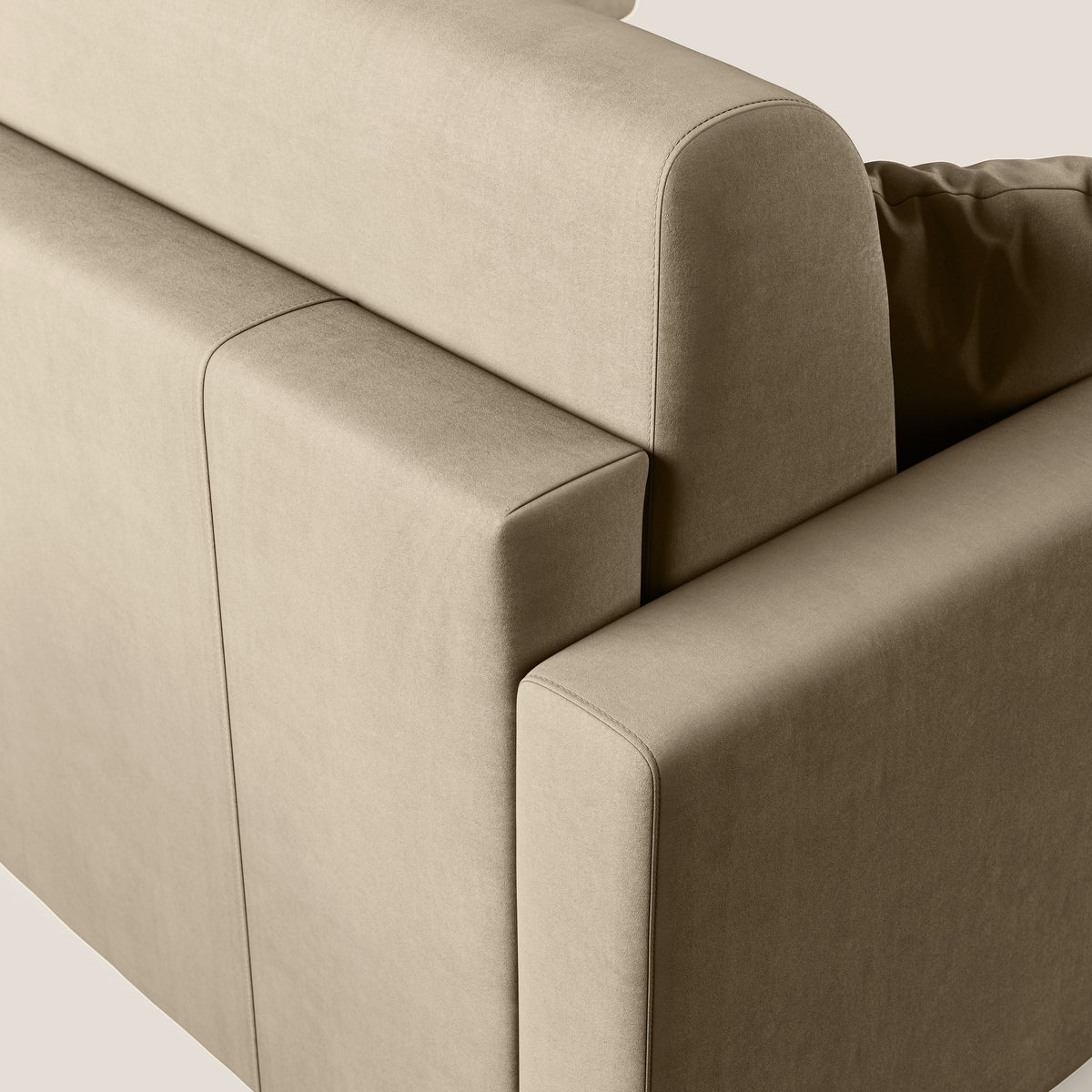 Chris Divano letto angolare con penisola in microfibra smacchiabile T11 tortora - divitt.sbs