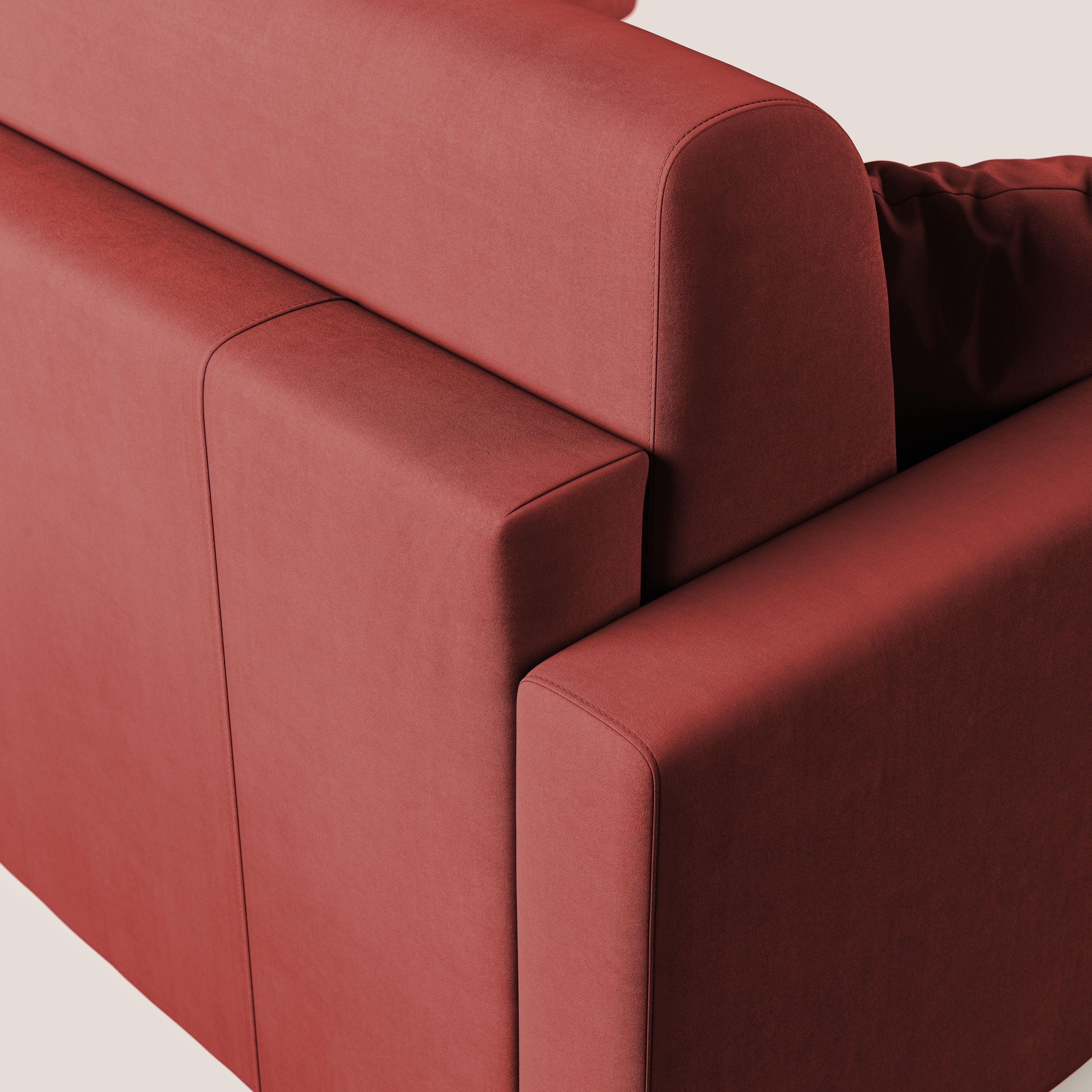 Chris Divano letto angolare con penisola in microfibra smacchiabile T11 rosso - divitt.sbs