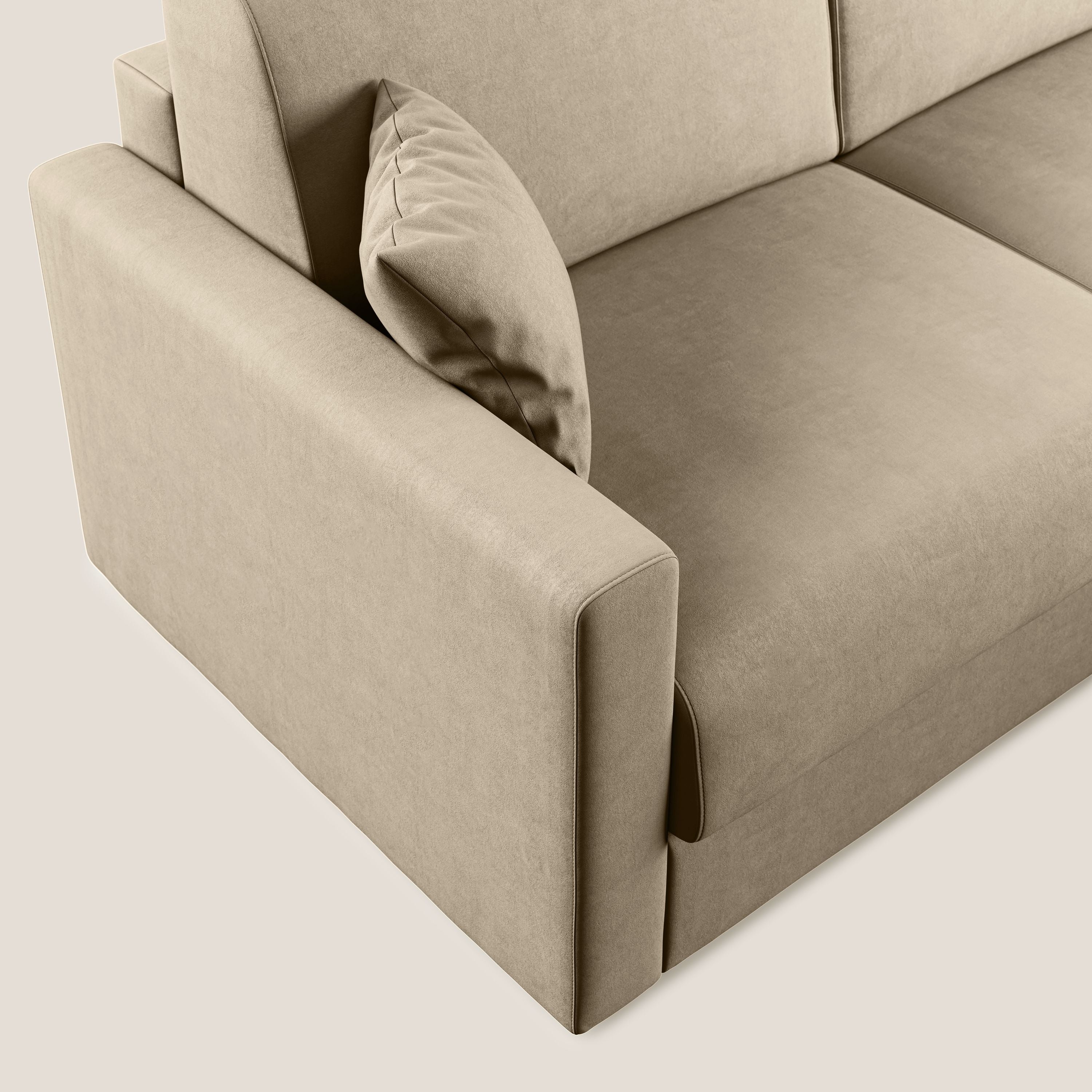 Chris Divano letto angolare con penisola in microfibra smacchiabile T11 tortora - divitt.sbs