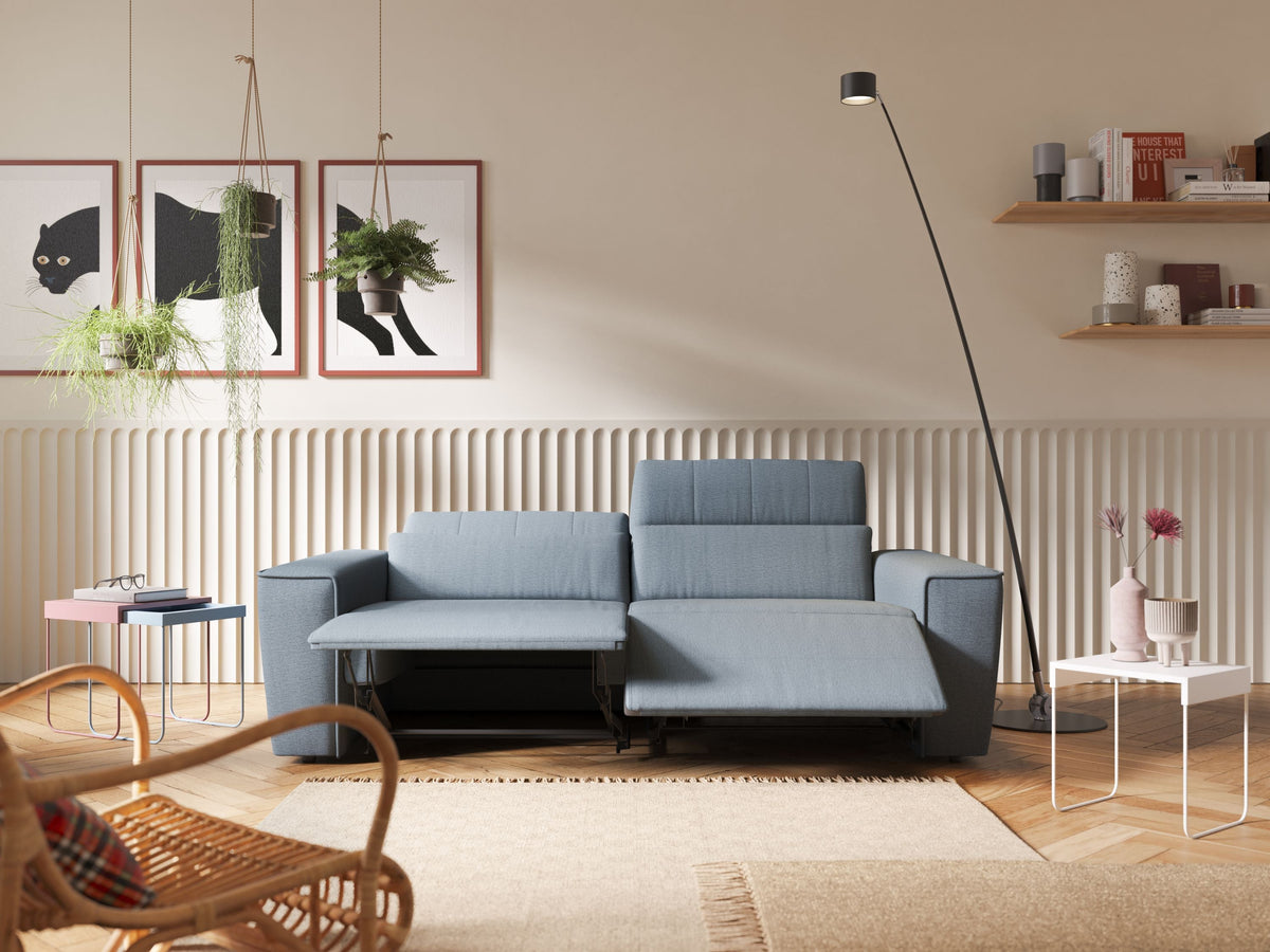 Clark Divano modulare con opzione relax elettrico in tessuto smacchiabile impermeabile T17 grigio - divitt.sbs