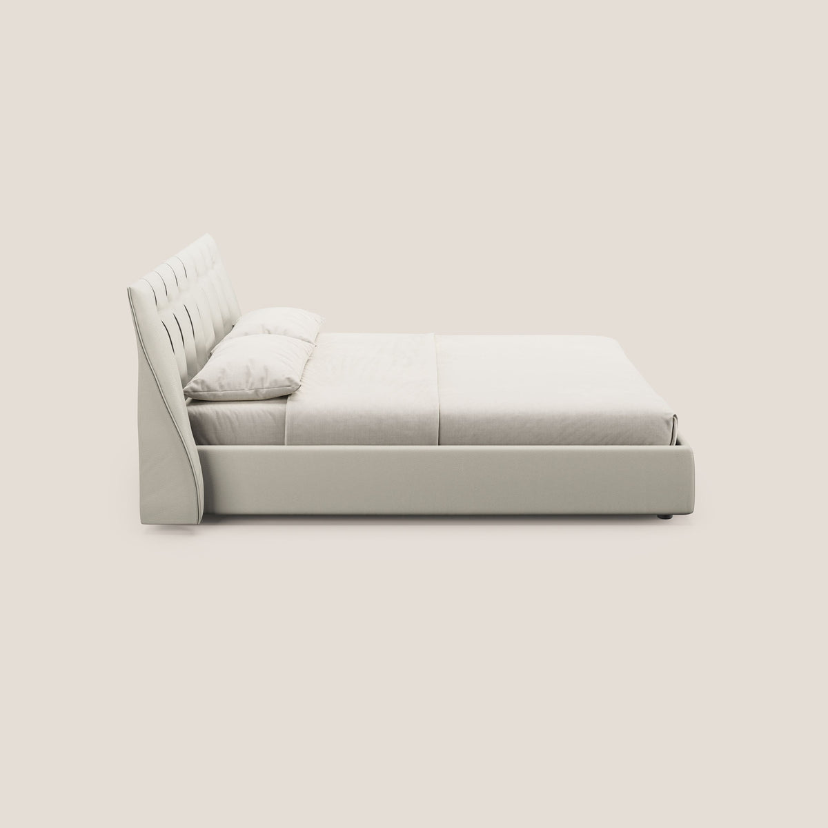 Clizia letto imbottito di design con vano contenitore in ecopelle impermeabile T04 bianco - divitt.sbs