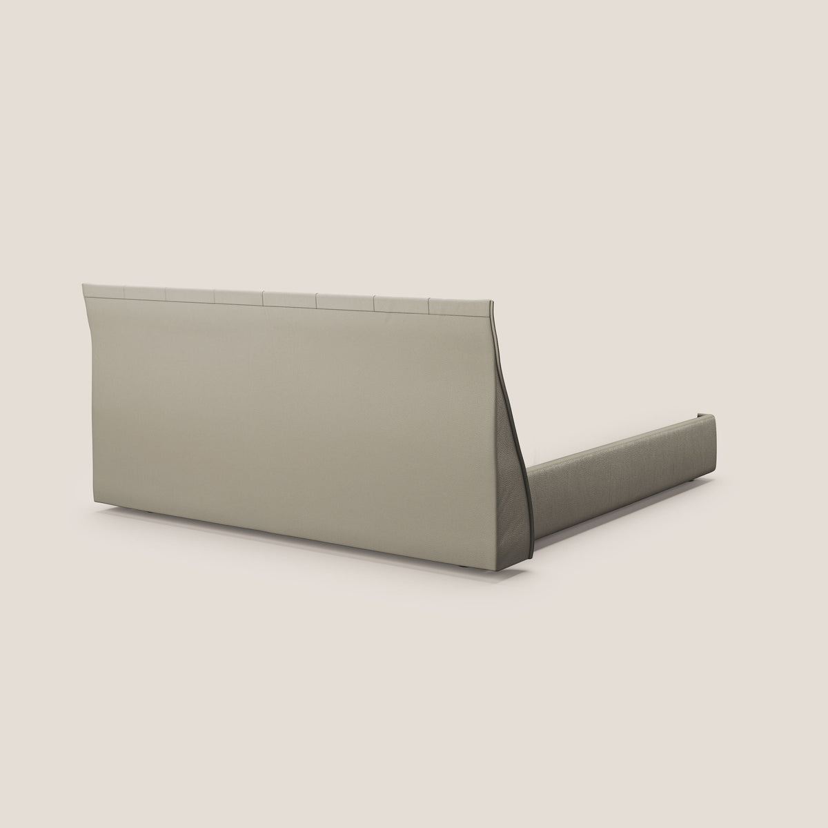 Clizia letto imbottito di design con vano contenitore in ecopelle impermeabile T04 tortora - divitt.sbs
