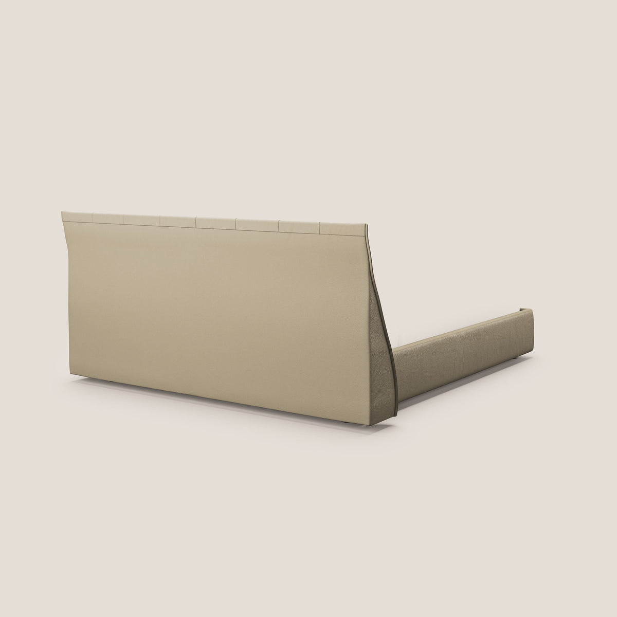 Clizia letto imbottito di design con vano contenitore in ecopelle impermeabile T04 panna - divitt.sbs