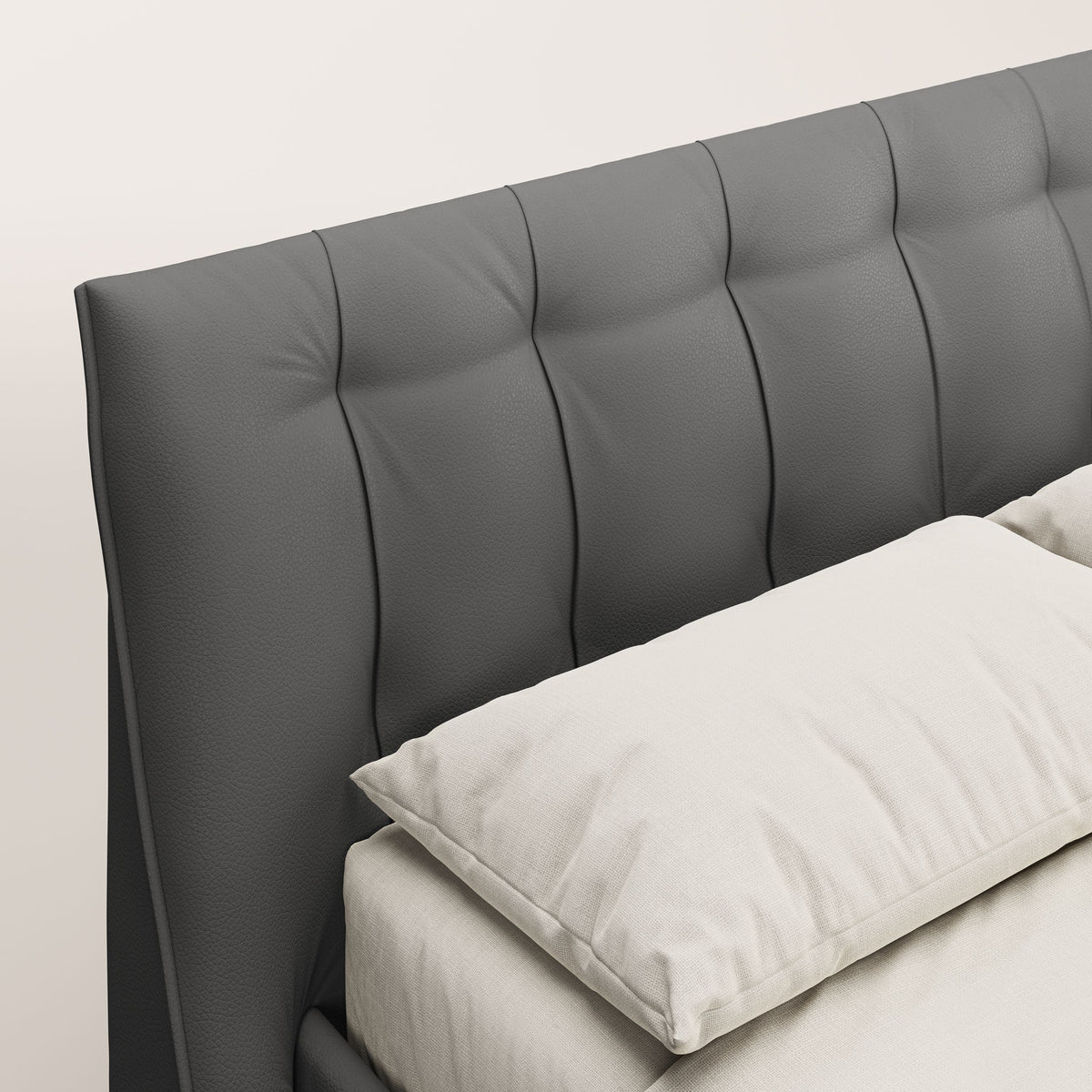 Clizia letto imbottito di design con vano contenitore in ecopelle impermeabile T04 antracite - divitt.sbs