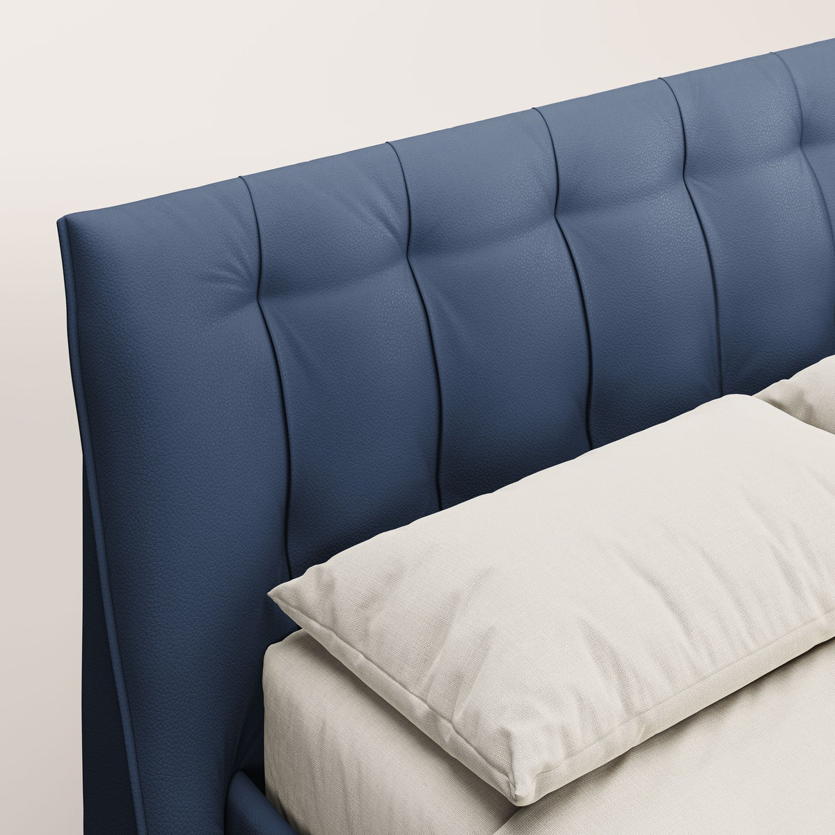 Clizia letto imbottito di design con vano contenitore in ecopelle impermeabile T04 blu - divitt.sbs