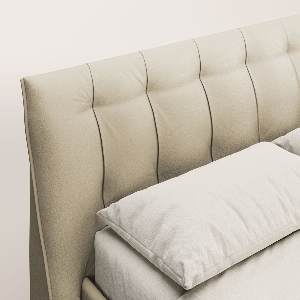 Clizia letto imbottito di design con vano contenitore in ecopelle impermeabile T04 panna - divitt.sbs