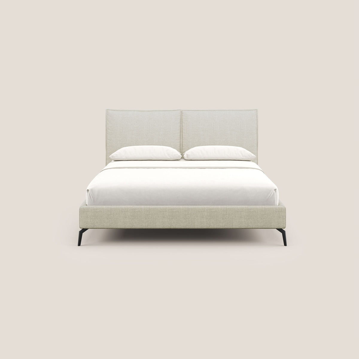 Cloe letto imbottito con piedi in metallo sfoderabile in tessuto fiammato impermeabile T06 panna - divitt.sbs