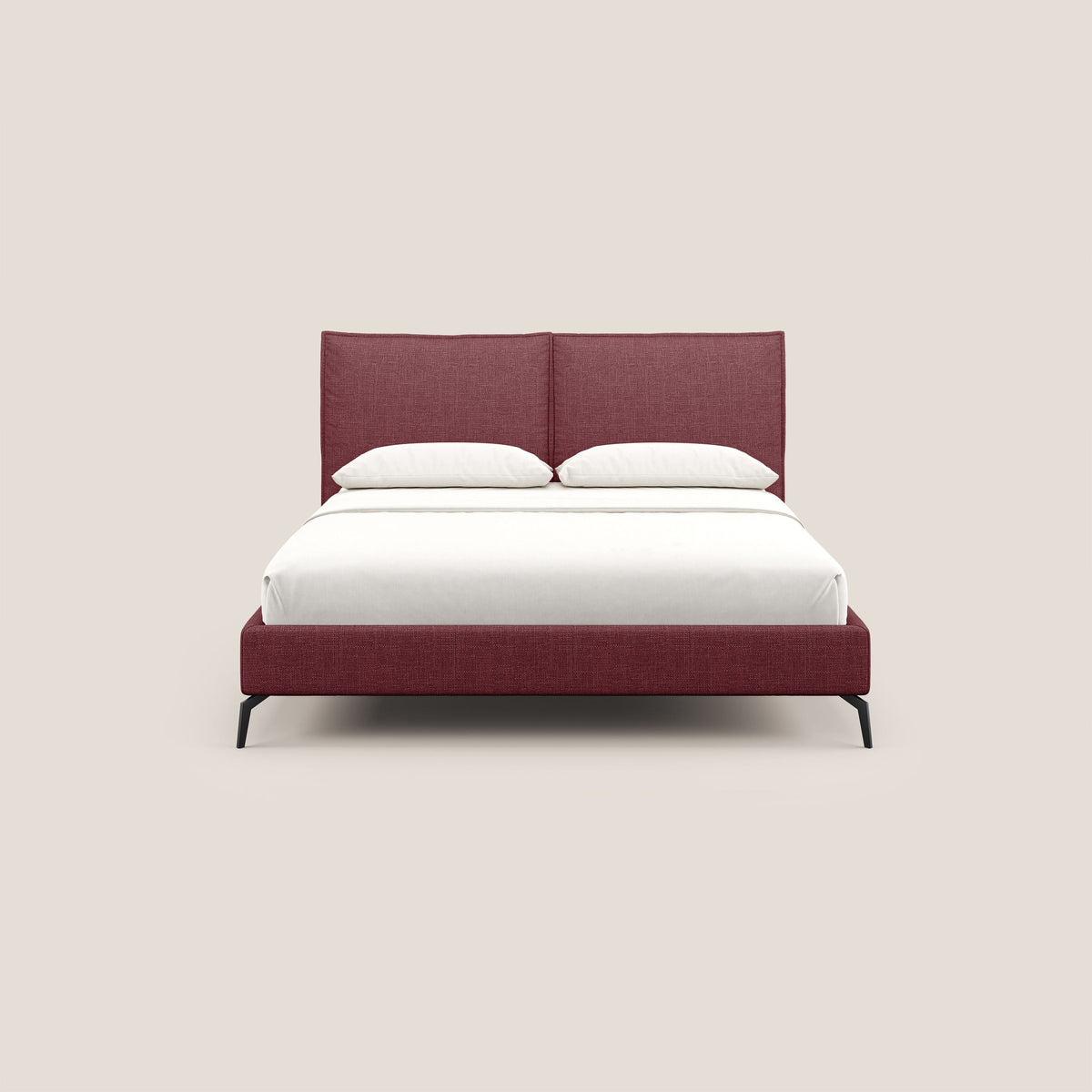 Cloe letto imbottito con piedi in metallo sfoderabile in tessuto fiammato impermeabile T06 rosso - divitt.sbs
