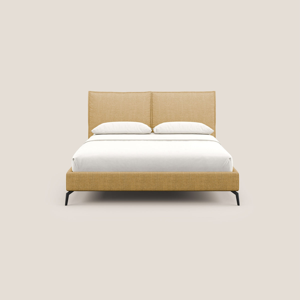 Cloe letto imbottito con piedi in metallo sfoderabile in tessuto fiammato impermeabile T06 giallo - divitt.sbs