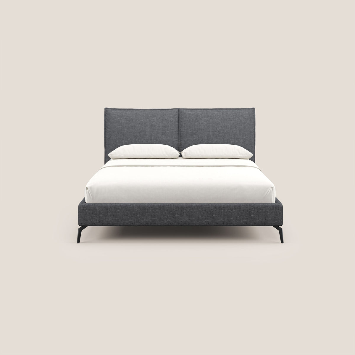 Cloe letto imbottito con piedi in metallo sfoderabile in tessuto fiammato impermeabile T06 antracite - divitt.sbs