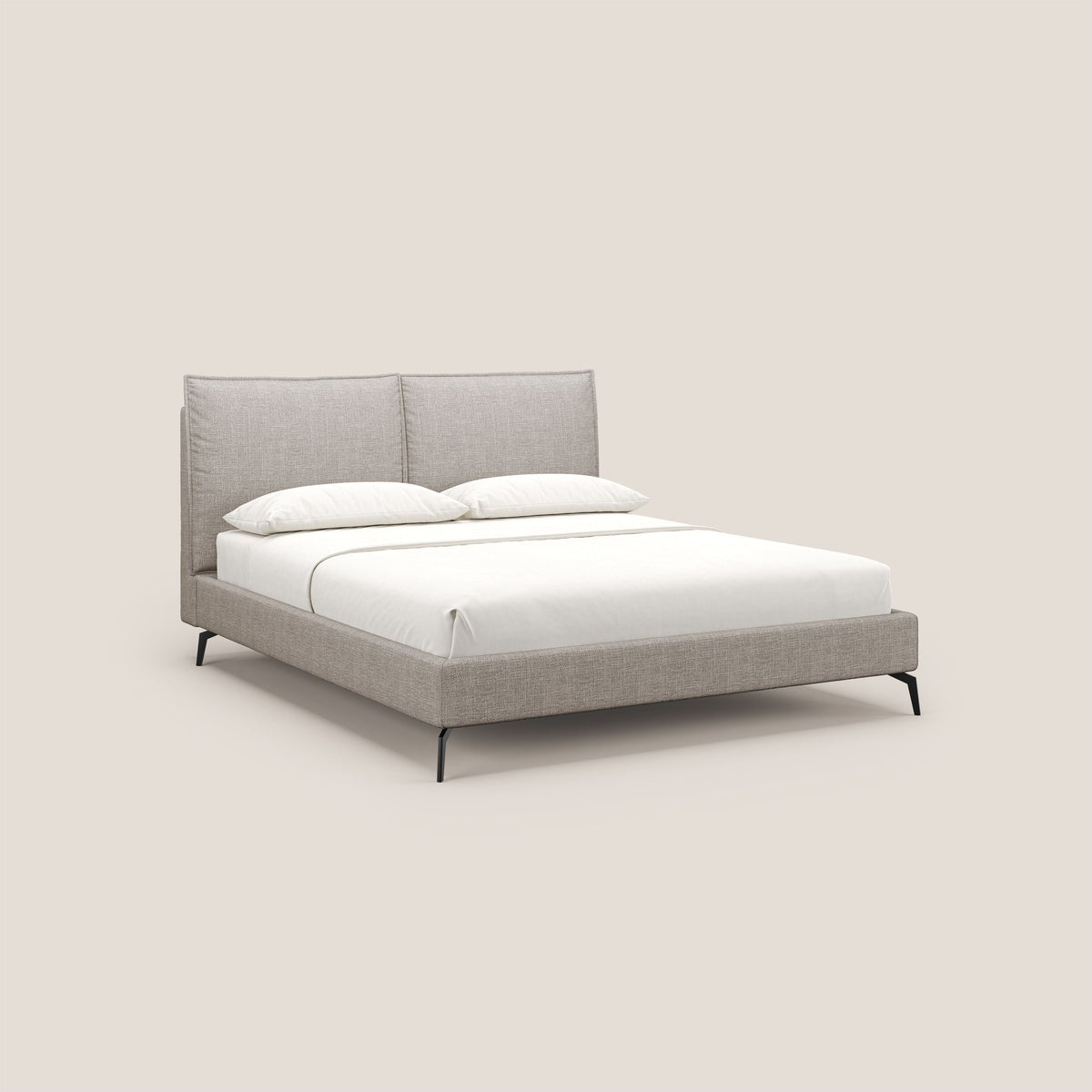Cloe letto imbottito con piedi in metallo sfoderabile in tessuto fiammato impermeabile T06 tortora - divitt.sbs