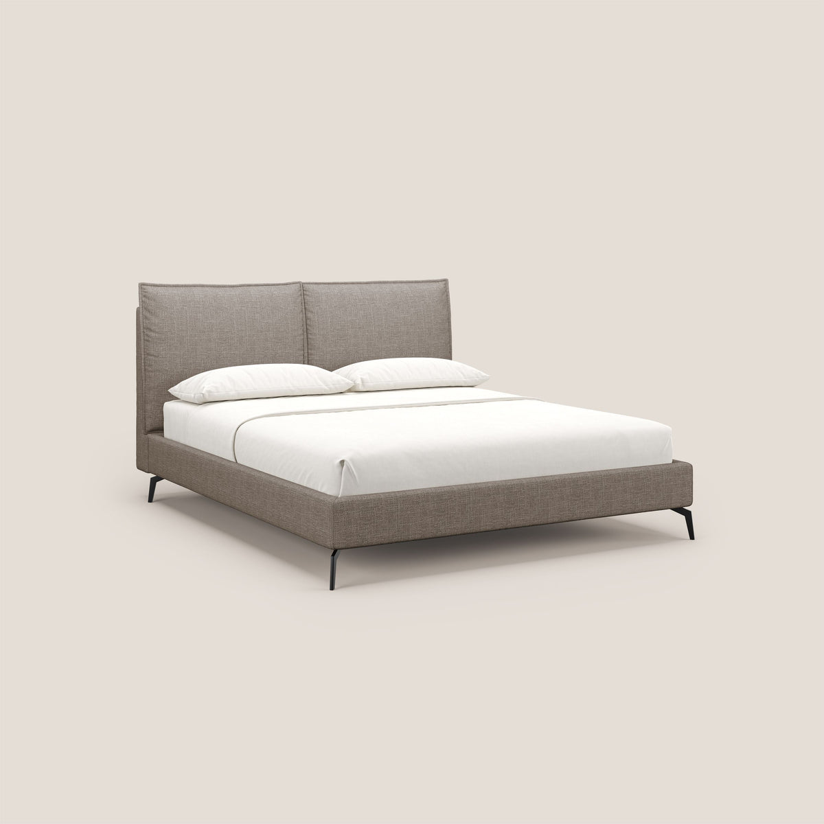 Cloe letto imbottito con piedi in metallo sfoderabile in tessuto fiammato impermeabile T06 marrone - divitt.sbs
