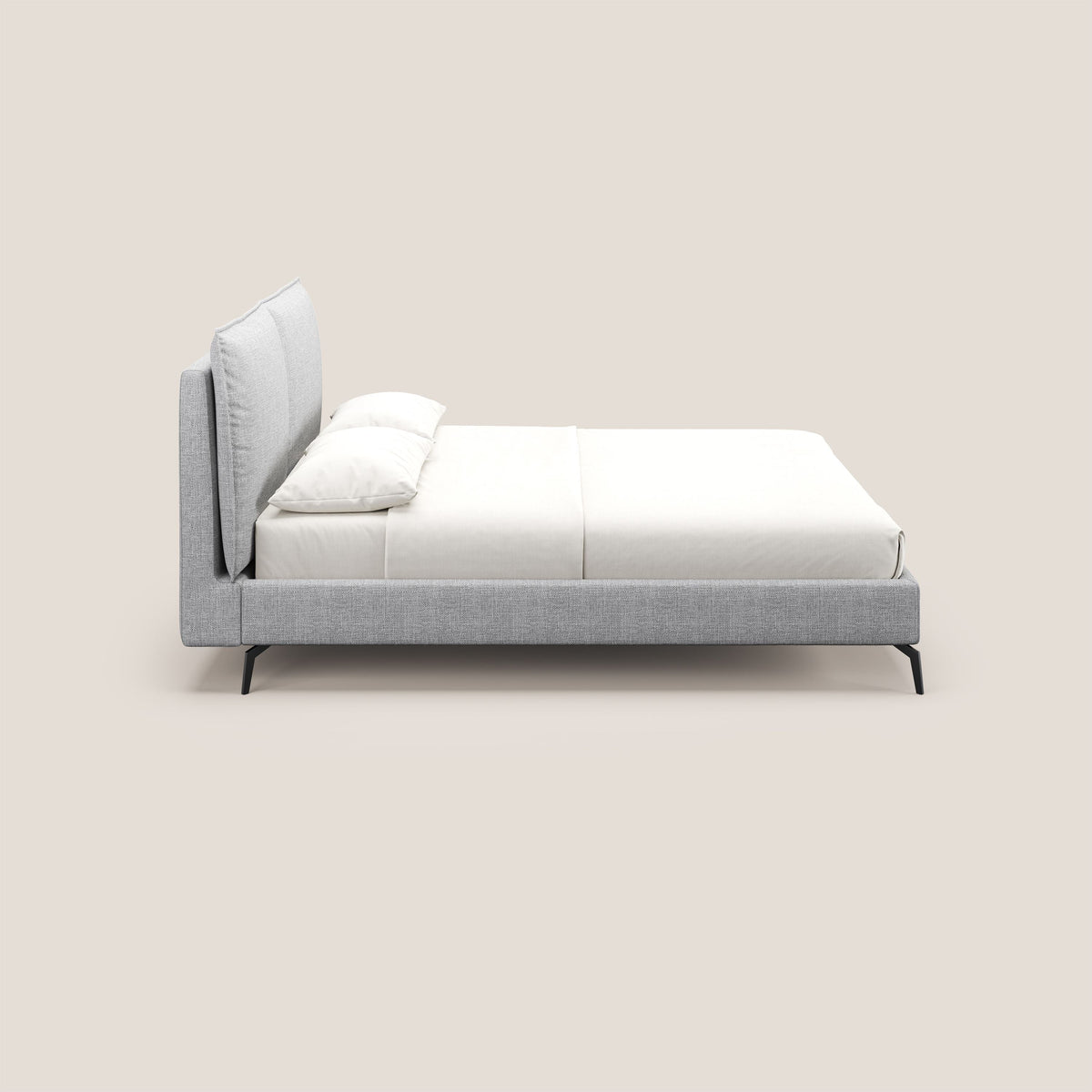 Cloe letto imbottito con piedi in metallo sfoderabile in tessuto fiammato impermeabile T06 grigio - divitt.sbs