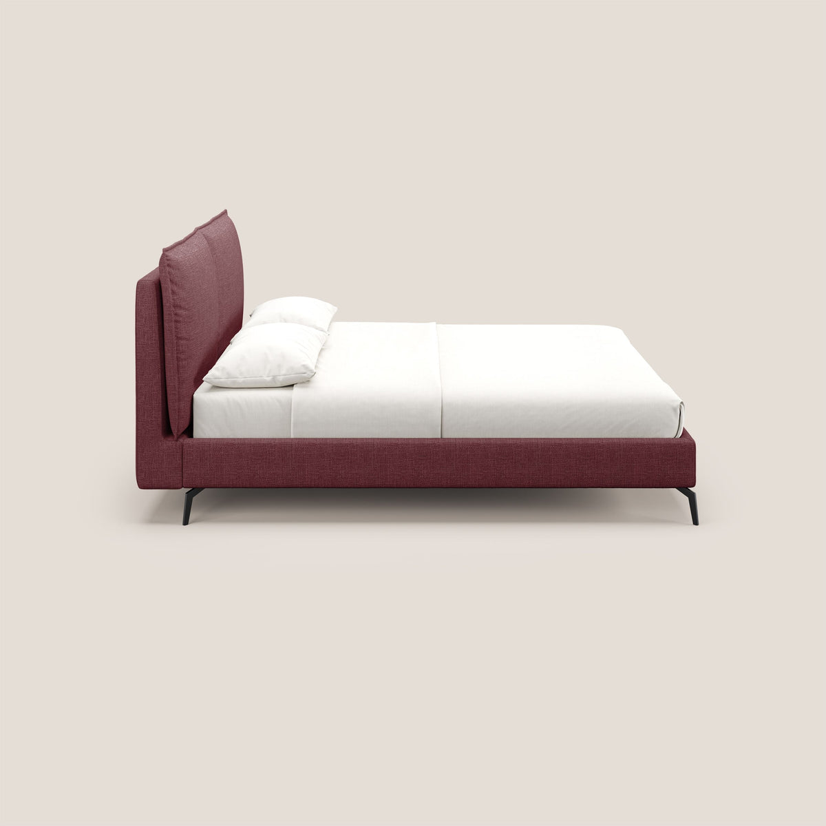 Cloe letto imbottito con piedi in metallo sfoderabile in tessuto fiammato impermeabile T06 rosso - divitt.sbs