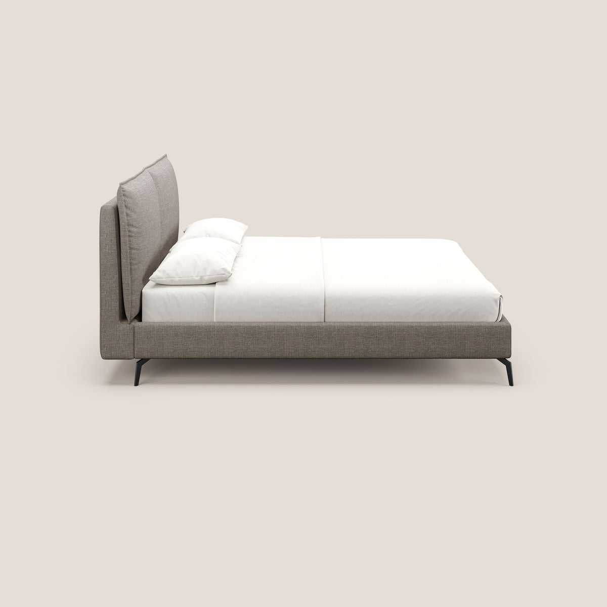 Cloe letto imbottito con piedi in metallo sfoderabile in tessuto fiammato impermeabile T06 marrone - divitt.sbs