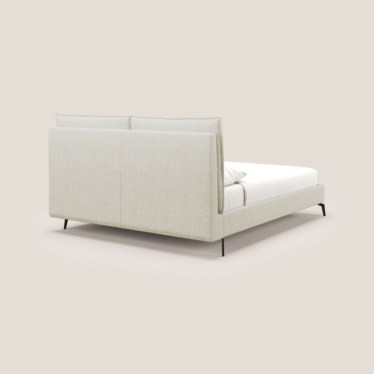 Cloe letto imbottito con piedi in metallo sfoderabile in tessuto fiammato impermeabile T06 panna - divitt.sbs