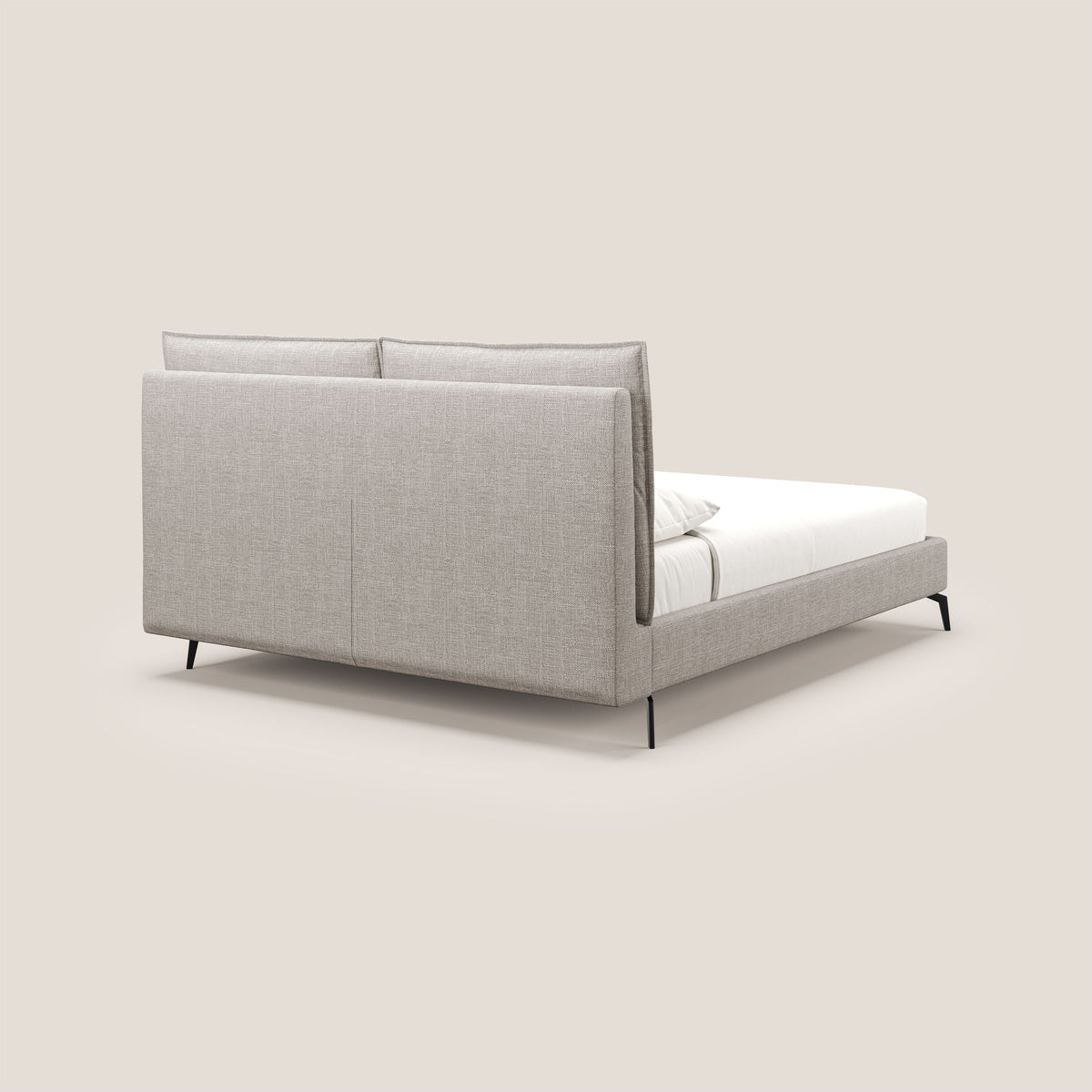 Cloe letto imbottito con piedi in metallo sfoderabile in tessuto fiammato impermeabile T06 tortora - divitt.sbs