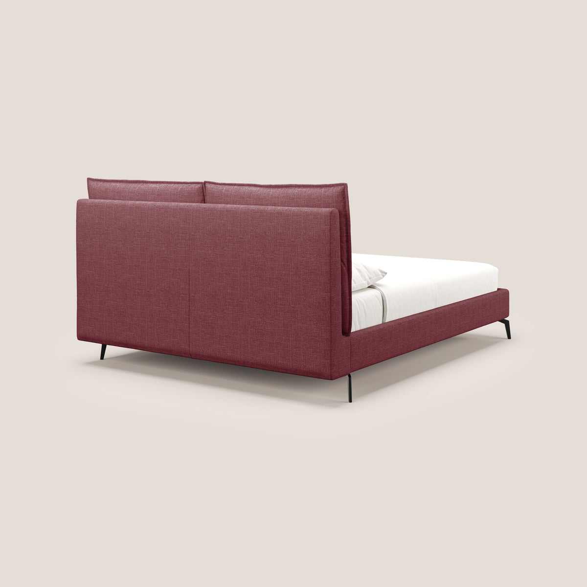 Cloe letto imbottito con piedi in metallo sfoderabile in tessuto fiammato impermeabile T06 rosso - divitt.sbs