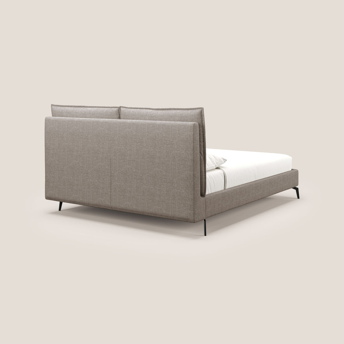Cloe letto imbottito con piedi in metallo sfoderabile in tessuto fiammato impermeabile T06 marrone - divitt.sbs