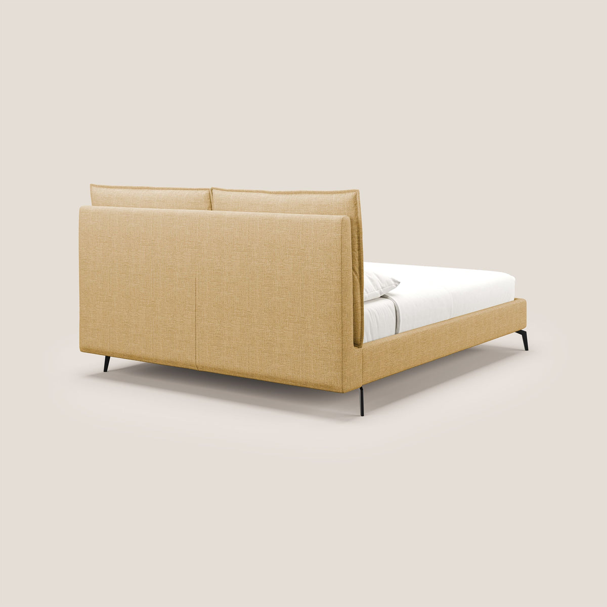Cloe letto imbottito con piedi in metallo sfoderabile in tessuto fiammato impermeabile T06 giallo - divitt.sbs