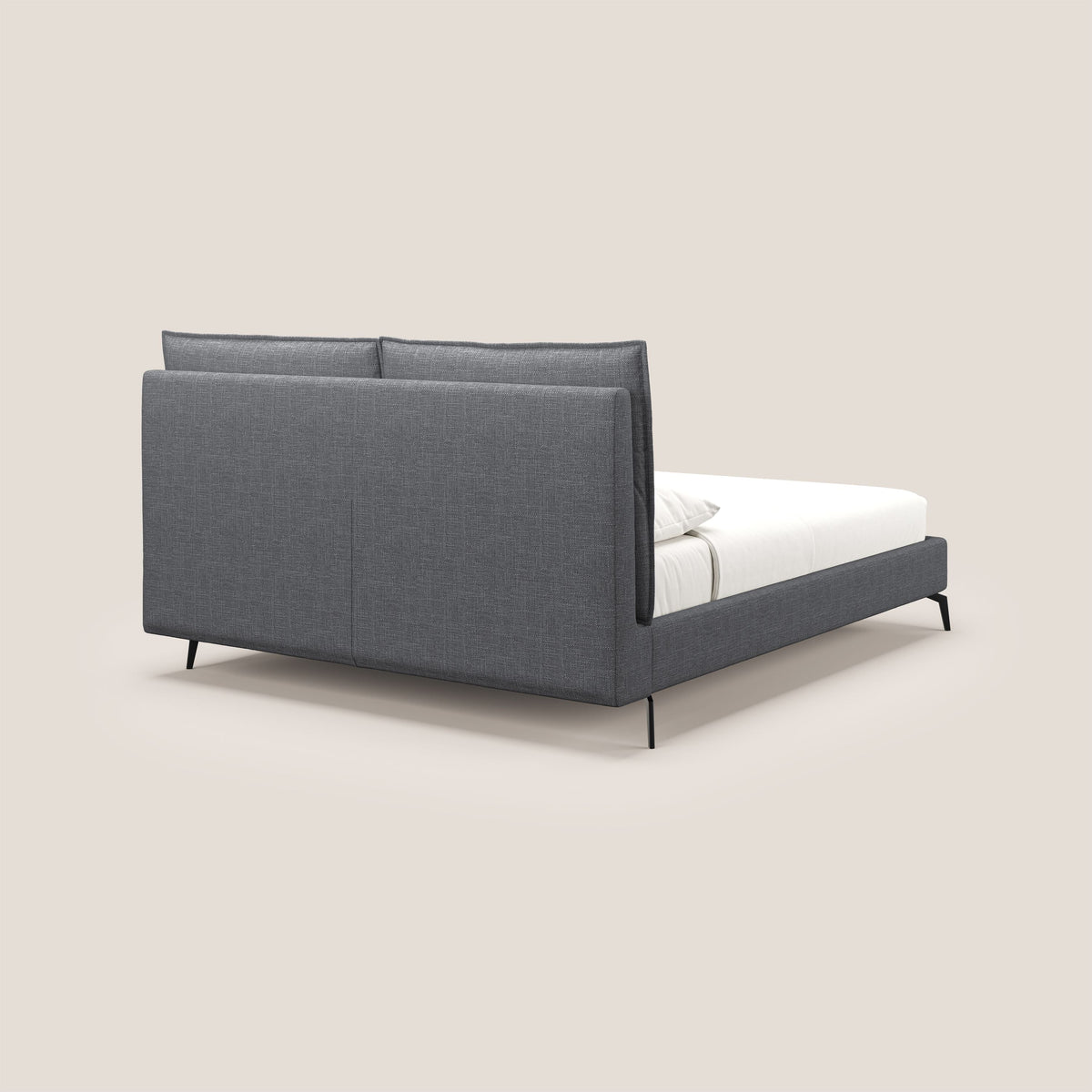 Cloe letto imbottito con piedi in metallo sfoderabile in tessuto fiammato impermeabile T06 antracite - divitt.sbs
