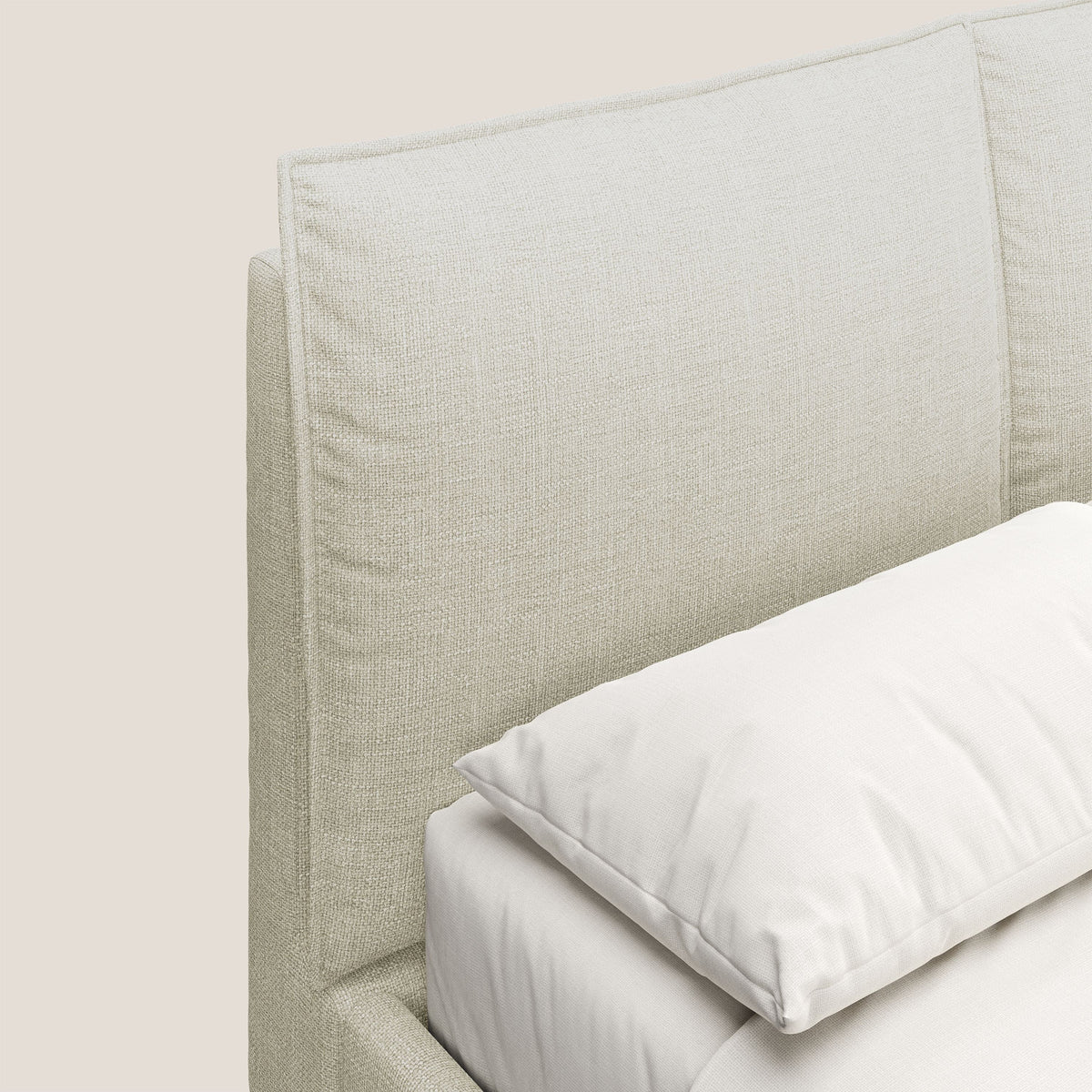 Cloe letto imbottito con piedi in metallo sfoderabile in tessuto fiammato impermeabile T06 panna - divitt.sbs