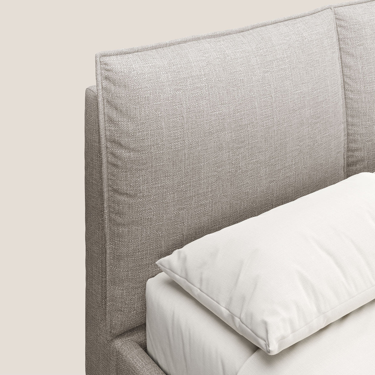 Cloe letto imbottito con piedi in metallo sfoderabile in tessuto fiammato impermeabile T06 tortora - divitt.sbs