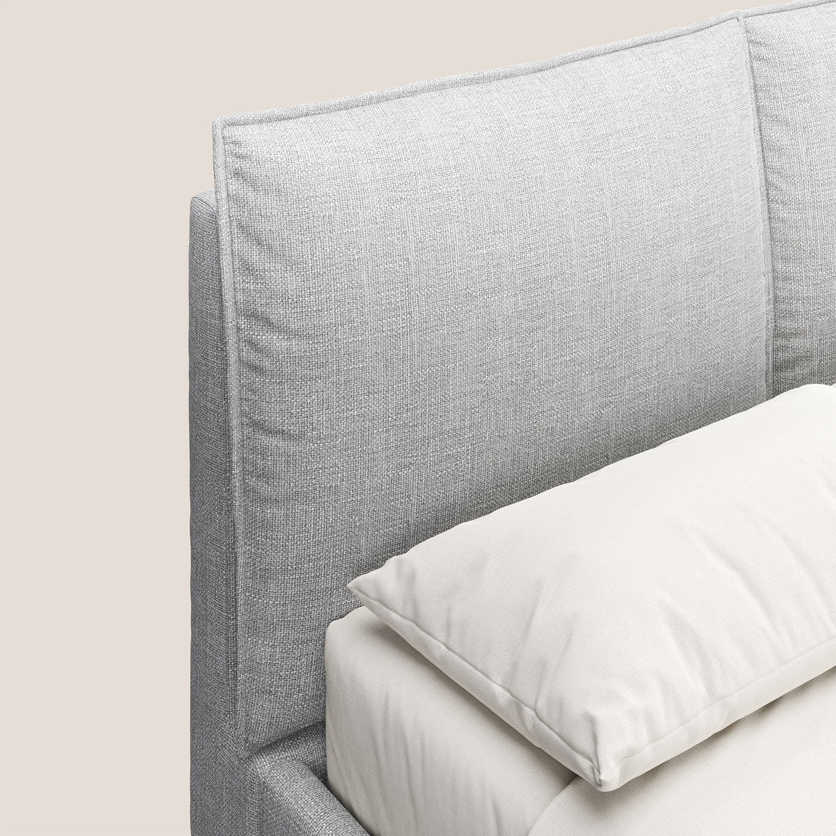 Cloe letto imbottito con piedi in metallo sfoderabile in tessuto fiammato impermeabile T06 grigio - divitt.sbs