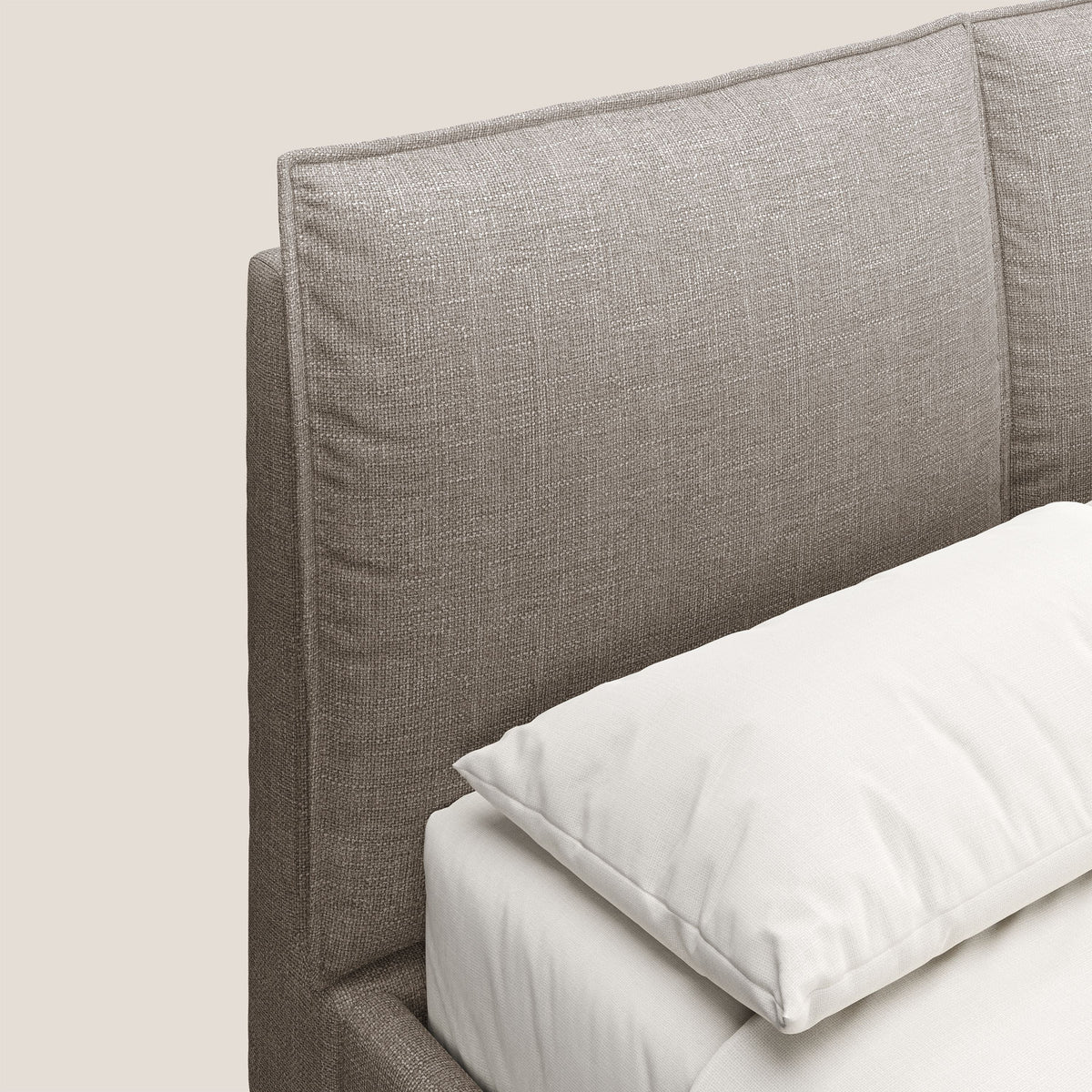 Cloe letto imbottito con piedi in metallo sfoderabile in tessuto fiammato impermeabile T06 marrone - divitt.sbs