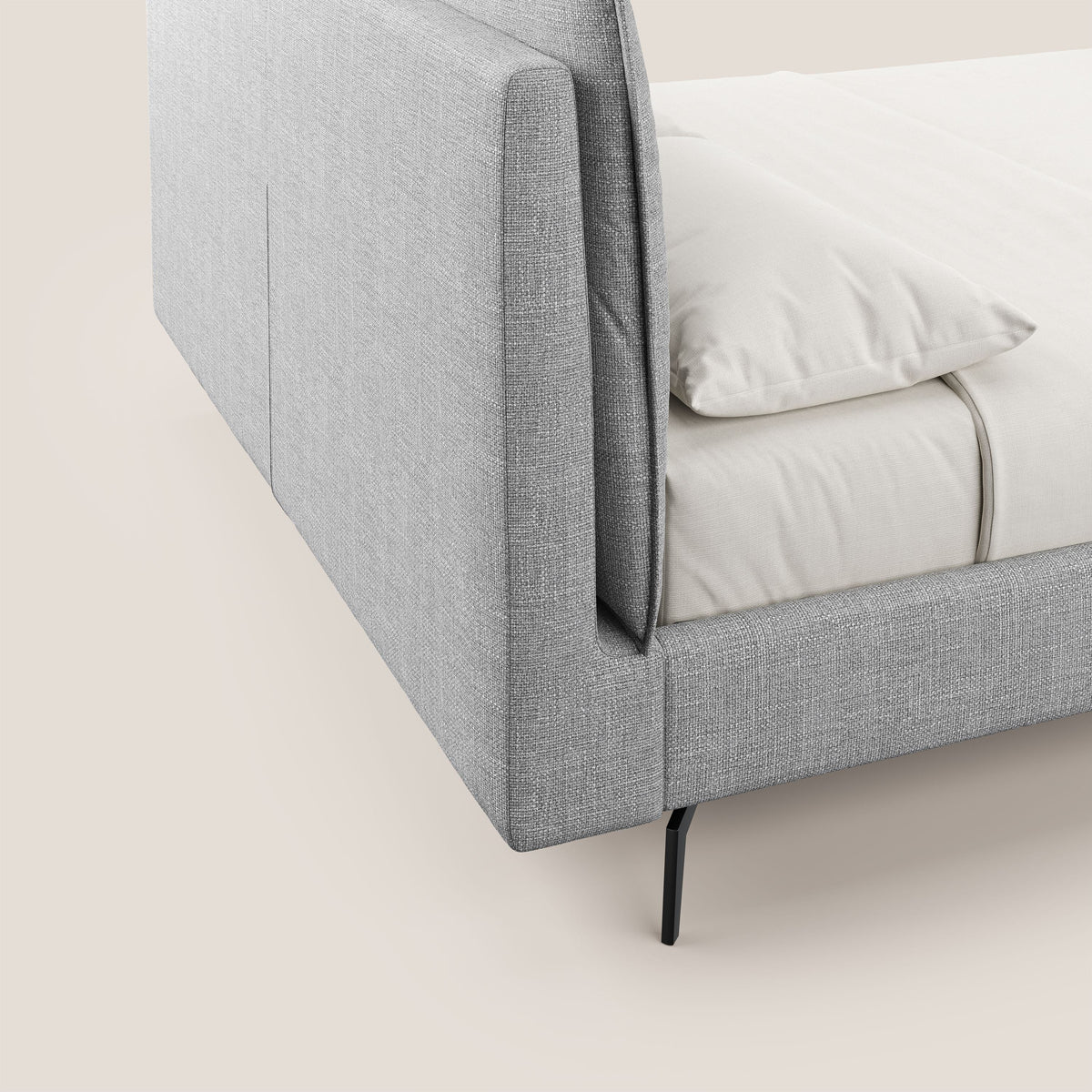Cloe letto imbottito con piedi in metallo sfoderabile in tessuto fiammato impermeabile T06 grigio - divitt.sbs