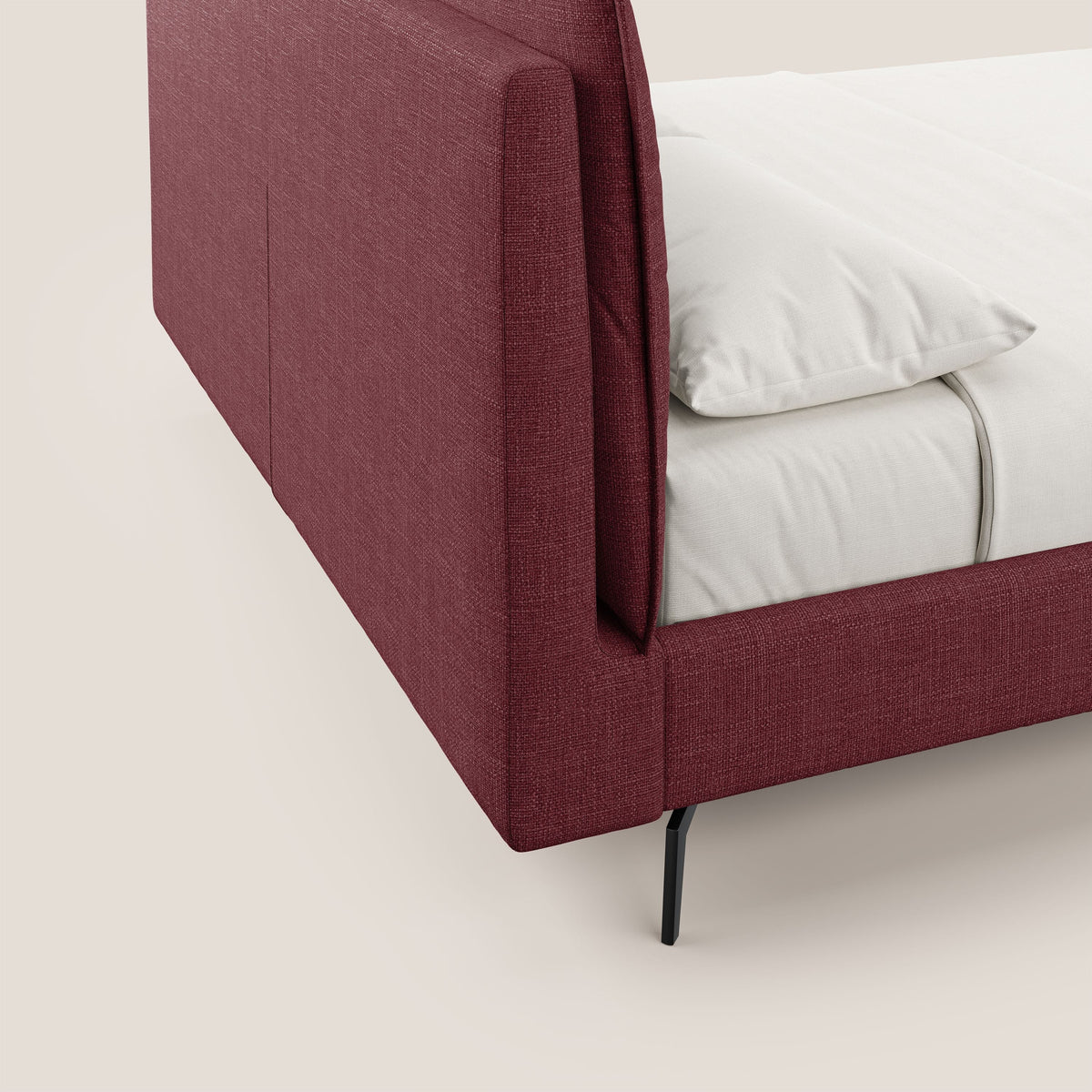 Cloe letto imbottito con piedi in metallo sfoderabile in tessuto fiammato impermeabile T06 rosso - divitt.sbs