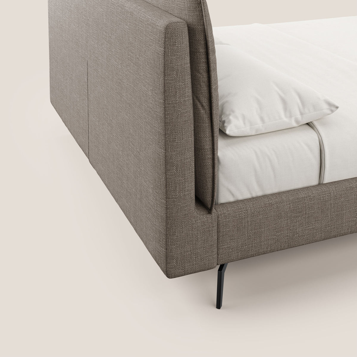 Cloe letto imbottito con piedi in metallo sfoderabile in tessuto fiammato impermeabile T06 marrone - divitt.sbs
