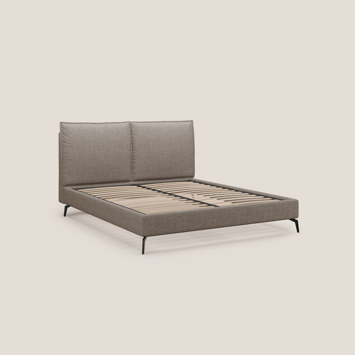 Cloe letto imbottito con piedi in metallo sfoderabile in tessuto fiammato impermeabile T06 marrone - divitt.sbs