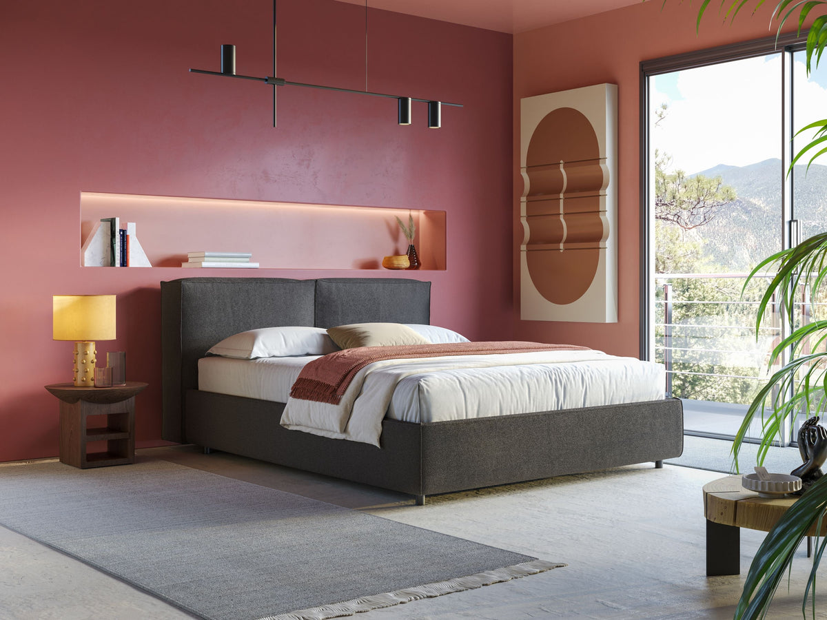 Cocoon letto imbottito contenitore sfoderabile in bouclet impermeabile T07 antracite - divitt.sbs