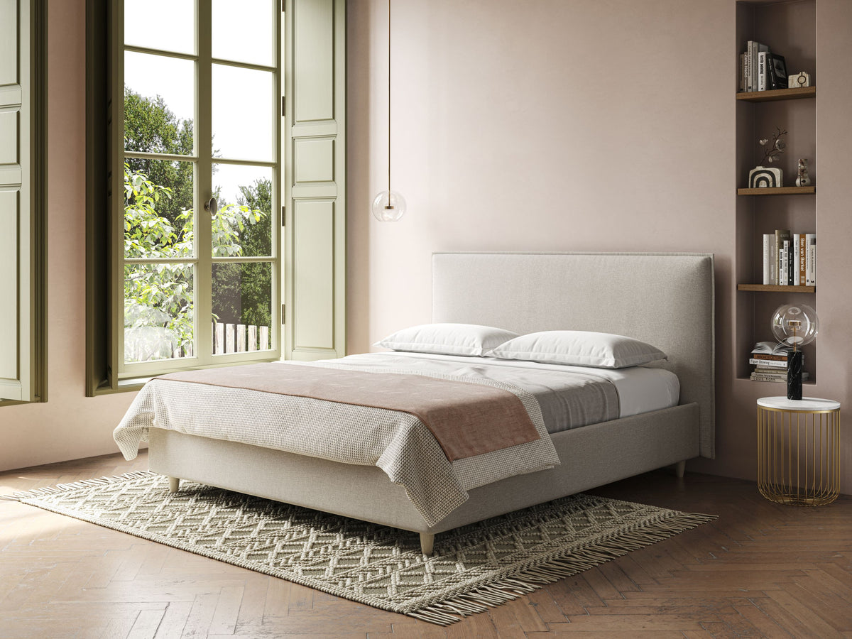 Costanza letto contenitore e sfoderabile in tessuto misto cotone impermeabile T13 panna - divitt.sbs