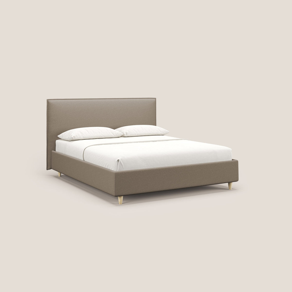 Costanza letto contenitore e sfoderabile in tessuto misto cotone impermeabile T13 beige - divitt.sbs