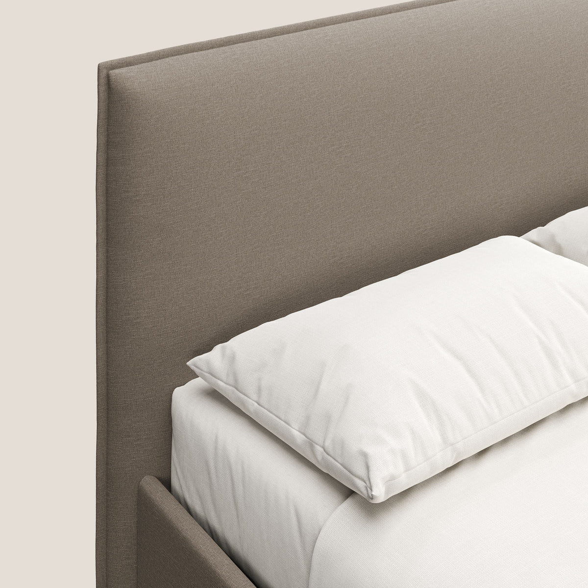 Costanza letto contenitore e sfoderabile in tessuto misto cotone impermeabile T13 beige - divitt.sbs