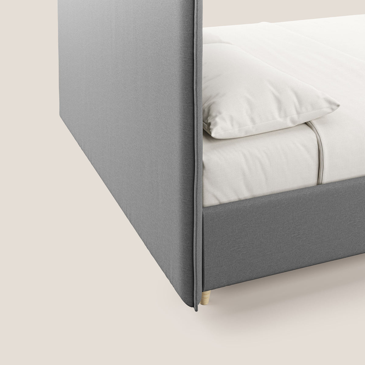 Costanza letto contenitore e sfoderabile in tessuto misto cotone impermeabile T13 grigio - divitt.sbs