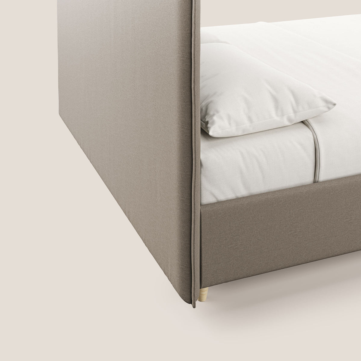 Costanza letto contenitore e sfoderabile in tessuto misto cotone impermeabile T13 beige - divitt.sbs