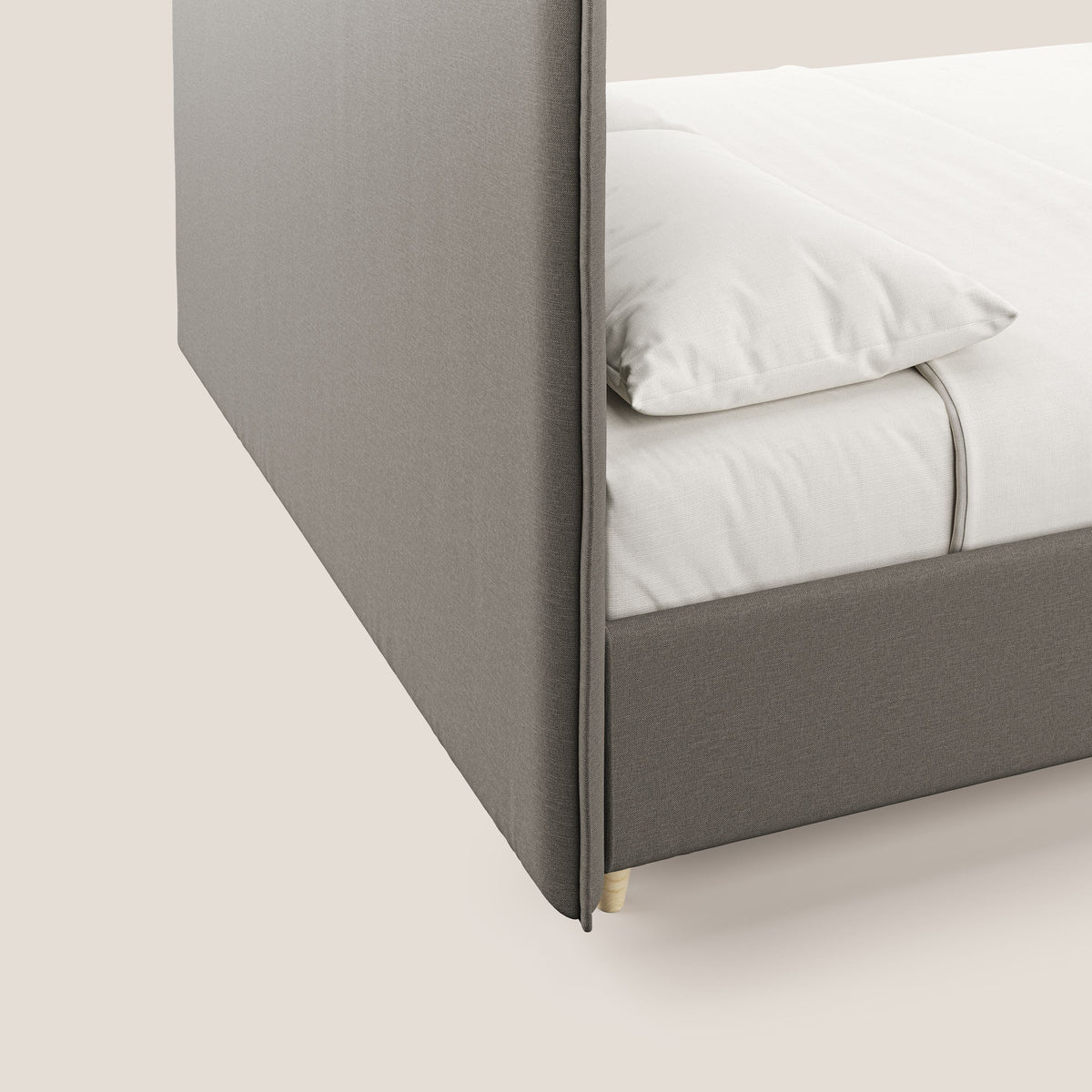 Costanza letto contenitore e sfoderabile in tessuto misto cotone impermeabile T13 tortora - divitt.sbs