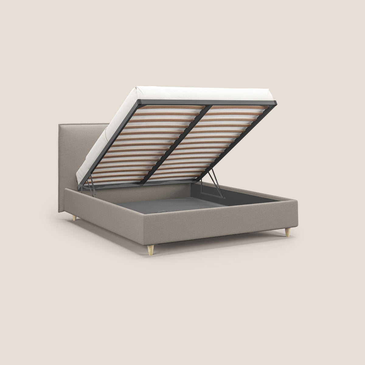 Costanza letto contenitore e sfoderabile in tessuto misto cotone impermeabile T13 panna - divitt.sbs