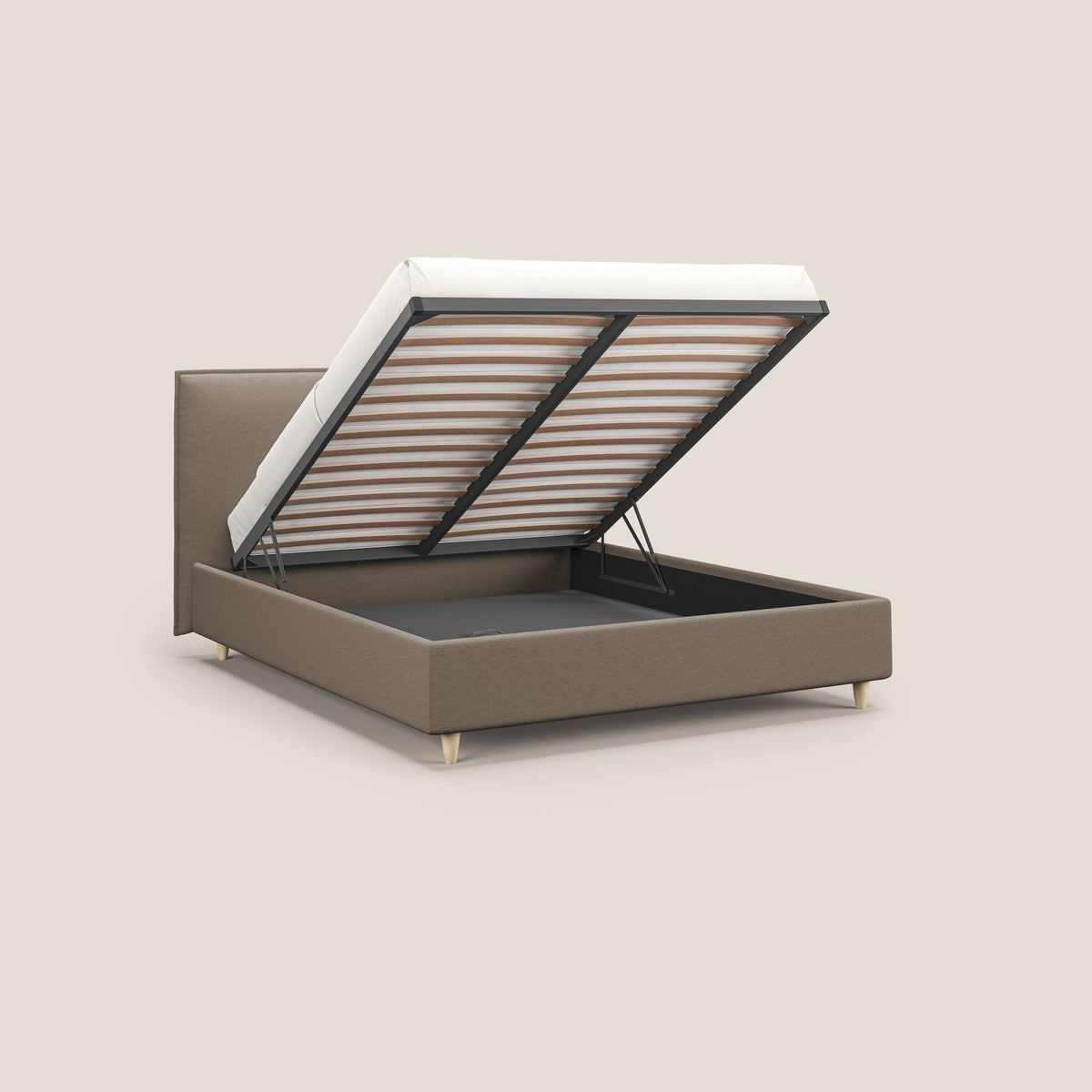 Costanza letto contenitore e sfoderabile in tessuto misto cotone impermeabile T13 beige - divitt.sbs